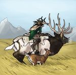  anthro cervine deer detailed_background elk fantasy female feral male mountain plains stag thefianna whitetail 