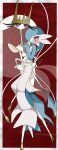  alternate_color antenna_hair blue_hair blue_skin blush bob_cut colored_skin dress gardevoir heart highres inb795 multicolored_skin orange_eyes pheromosa pokemon pokemon_(creature) purple_eyes red_background shiny_pokemon signature two-tone_skin white_dress white_skin 