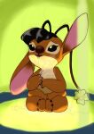 2016 4_arms 4_fingers 4_toes alien antennae_(anatomy) anthro biped black_eyes black_hair brown_body brown_fur brown_nose chest_tuft chinese_description colored_sketch countershade_fur countershading crazy830429 digital_drawing_(artwork) digital_media_(artwork) disney distracting_watermark experiment_(lilo_and_stitch) eyebrows eyelashes feet female fingers fur hair hi_res lilo_and_stitch lilo_pelekai lilo_pelekai_(experiment) long_antennae long_ears multi_arm multi_limb one_ear_up open_mouth raised_inner_eyebrows sitting sketch solo tan_body tan_countershading tan_fur text toes tuft url watermark