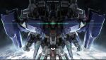  copyright_logo crater ex-s_gundam glowing glowing_eyes green_eyes gundam gundam_battle_operation_2 gundam_sentinel in_orbit lens_flare looking_at_viewer machinery mecha mecha_focus mobile_suit moon official_art painting_(medium) promotional_art realistic robot scan science_fiction space sunrise_(company) tenjin_hidetaka traditional_media v-fin zero_gravity 