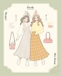  2girls animal_ears animification bambi_(movie) dress fake_animal_ears full_body genderswap grey_hair hairband highres long_hair long_sleeves looking_at_viewer meecosme miss_bunny multiple_girls open_mouth shirt short_hair smile thumper_(bambi) twintails wavy_hair 