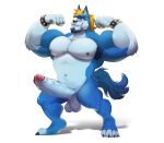 absurd_res anthro balls barazoku big_breasts bodily_fluids bracelet breasts butt canid canine canis collar cum cumshot digital_media_(artwork) domestic_dog ejaculation erection facial_piercing flexing flexing_bicep fox fur genital_fluids genitals giga_m hair hi_res humanoid humanoid_genitalia humanoid_penis hybrid invalid_tag jewelry looking_at_viewer male mammal muscular muscular_male nipple_piercing nipples nose_piercing nose_ring nude penis piecing piercing ring_piercing simple_background smile solo spiked_bracelet spiked_collar spikes tail vein veiny_penis wolf wolfdog wolfyama