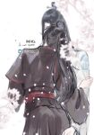  1010923 2boys ahoge black_hair black_hanfu blurry blurry_foreground branch cherry_blossoms chinese_clothes clothes_grab falling_petals flower from_behind hair_ribbon hanfu headband highres implied_kiss lan_wangji long_hair long_sleeves male_focus modao_zushi multiple_boys petals ponytail red_ribbon ribbon robe sash topknot twitter_username watermark wei_wuxian white_background white_flower white_hanfu white_headband wide_sleeves xiao_guan_(headdress) yaoi 