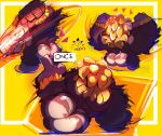 ape banana banana_hair bananas_on_wrists bananza_power big_butt black_hair butt dark_body dark_hair dark_skin darthfluff donkey_kong_(character) donkey_kong_(series) donkey_kong_bananza feral flexing food fruit glistening glistening_butt gorilla hair haplorhine hi_res kong kong_bananza lying male mammal motion_lines muscular muscular_male nintendo nipples nude on_side one_finger_up one_hand_up plant primate punch rear_view signature smile solo sparkles speech_bubble swing