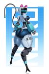 anthro blush butt female heykerart hi_res humanoid long_tail looking_back machine neko_robo_(jackfrostplamo) robot robot_anthro robot_humanoid solo tail thick_thighs