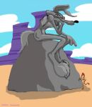 2010 3_toes 4_fingers abstract_background anthro artist_name athletic belly bent_legs biped black_nose blue_sky boulder brown_body brown_fur butt canid canine canis canyon chest_tuft claws cloud cloudy_sky colored coyote curled_tail dated desert detailed digital_drawing_(artwork) digital_media_(artwork) eyebrows feet fingers fur hammer hand_on_knee hand_on_leg holding_mallet humanoid_hands humanoid_heel knee_tuft leg_tuft legs_together looney_tunes lost_in_thought male mammal multicolored_body multicolored_fur nail nude on_rock outside paws pecs pinup plantigrade pose raised_heel raised_tail ribs rock sand sculpting sculpture shaded shadow signature sitting sitting_on_rock skinny sky skyscape solo standing_on_toes statue stevethedragon tail tan_belly tan_body tan_eyebrows tan_fur text the_thinker thinker_pose thinking thinking_pose tiptoes toe_claws toe_tuft toes tools tuft two_tone_body two_tone_fur vein warner_brothers wide_hips wile_e._coyote