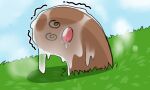 2025 absurd_res after_sex ambiguous_gender bodily_fluids brown_body detailed_background diglett fainted generation_1_pokemon grass hi_res nefitail nintendo pink_nose plant pokemon pokemon_(species) shaking sky solo spiral spiral_eyes