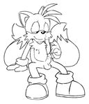  canine cum cum_on_self emerald-physics fox gloves male mammal messy miles_prower monochrome penis sega shoes sitting smile solo sonic_(series) young 