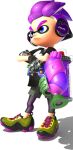  1boy 3d bike_shorts black_shirt blue_eyes crossed_arms cuttlefrsh_(splatoon) eye_mask fingerless_gloves frown full_body gloves gradient_hair headphones holding holding_weapon ink_tank_(splatoon) inkling inkling_boy inkling_player_character looking_ahead lowres multicolored_hair official_art purple_hair shirt shoelaces shoes short_sleeves smile sneakers solo splatoon_(series) splatoon_2 splattershot_(splatoon) spotted_hair standing t-shirt tentacle_hair thick_eyebrows transparent_background two-tone_hair v-shaped_eyebrows weapon yellow_shoes 