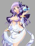  alternate_color blush breasts butterfly_hair_ornament cleavage hair_ornament kawagoe_pochi large_breasts long_hair navel open_mouth purple_eyes purple_hair ragnarok_online see-through smile solo sorcerer_(ragnarok_online) 