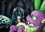  absurd_res black_body changeling colored cum dragon duo eyes_closed female feral friendship_is_magic green_eyes hair hi_res jcoshooves long_hair male my_little_pony oral oral_sex penis queen_chrysalis_(mlp) saliva sex spike_(mlp) straight tumblr 