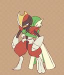  bisharp couple gardevoir hug hug_from_behind nintendo no_humans pokemon pokemon_(game) shiwo_(siwosi) 