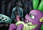  absurd_res black_body changeling colored cum dragon duo eyes_closed female feral friendship_is_magic green_eyes hair hi_res jcoshooves long_hair male my_little_pony oral oral_sex penis queen_chrysalis_(mlp) saliva sex spike_(mlp) straight tumblr 