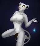  anthro antro_ big_breasts breasts claws feline female fur lion long_tail looking_at_viewer mammal necklace nipples nude open_mouth paws purple_background smile solo 