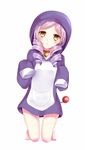  :&lt; akausagi bell bell_collar collar cosplay dlanor_a_knox doraemon doraemon_(character) doraemon_(character)_(cosplay) drill_hair hood hoodie kneeling purple_hair sleeves_past_wrists umineko_no_naku_koro_ni yellow_eyes 