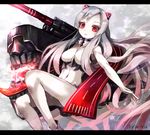  airfield_hime bad_id bad_pixiv_id breasts glowing horns kantai_collection large_breasts long_hair monster open_mouth pale_skin red_eyes rin_yuu shinkaisei-kan silver_hair solo 