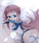  akino_ochiba blue_eyes brown_hair dress long_hair mukaido_manaka nagi_no_asukara sailor_collar_lift sailor_dress school_uniform serafuku underwater 