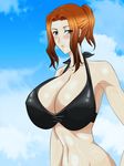  breasts brown_eyes highres kyouka_tachibana large_breasts milf orange_hair supernova_(artist) swimsuit 