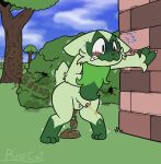  accident anthro artist_name ball_tuft balls blush bodily_fluids butt cheek_tuft claws clenched_teeth cloud day desperation ears_down emanata facial_tuft fart fart_cloud feces feces_on_ground finger_claws floragato flying_sweatdrops fur generation_9_pokemon genital_fluids genitals grass green_body green_fur hand_on_wall holding_belly leg_markings male male_peeing male_pooping markings nintendo outside peeing penis pivoted_ears plant pokemon pokemon_(species) pooping pooping_on_floor public_peeing public_pooping raised_tail ritzcat scatplay short_tail shrub sky socks_(marking) solo sound_effects sweat sweatdrop tail teeth text tree tuft urine urine_stream watersports 