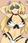  ake_no_hoshi_no_elise battle_spirits bikini blonde_hair breasts choker cleavage front-tie_bikini front-tie_top hair_ribbon large_breasts long_hair navel ribbon saikyou_ginga_ultimate_zero_~battle_spirits~ skindentation solo sunglasses swimsuit tsukudani_(coke-buta) two_side_up wide_hips 