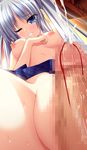  1girl amagasa_setsuna atelier_kaguya blood blue_eyes blue_hair blush breasts game_cg nipples penis tamahaji!_-tamatama_hajikeru_imouto-tachi virgin 