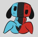  1-upclock 2018 animate_inanimate anthro canine digital_media_(artwork) dog featureless_chest female fingering flat_chested hi_res looking_at_viewer mammal masturbation nintendo nintendo_switch nude pussy short_stack simple_background solo spread_legs spreading switch_dog vaginal vaginal_fingering video_games 