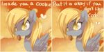  blonde_hair clasherz comic cookie cutie_mark derpy_hooves_(mlp) dialog equine female friendship_is_magic fur grey_fur hair heartbreak horse love_heart mammal mouth_hold my_little_pony pegasus pony solo text wings yellow_eyes 