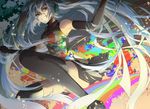  bad_id bad_pixiv_id blue_hair elbow_gloves gloves green_eyes grin hatsune_miku headphones long_hair saihate_(d3) skirt smile solo tell_your_world_(vocaloid) thighhighs twintails very_long_hair vocaloid 