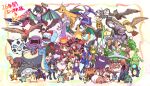  1boy aipom ash_ketchum bayleef black_eyes black_hair boldore buizel bulbasaur butterfree charizard closed_eyes commentary_request corphish crossed_arms donphan dracovish dragonite fire flame-tipped_tail gengar gible glalie gliscor goodra green_eyes greninja grin hat hawlucha heracross highres holding holding_shell holding_unworn_clothes holding_unworn_hat incineroar infernape kingler kotobukkii_(yt_lvlv) krookodile lapras leavanny lucario lycanroc melmetal muk naganadel noctowl noivern on_head open_mouth oshawott palpitoad pidgeot pignite pikachu pokemon pokemon_(anime) pokemon_(creature) pokemon_on_head primeape quilava red-framed_eyewear red_eyes rowlet sceptile scraggy shell shorts sirfetch&#039;d smile snivy snorlax squirtle staraptor sunglasses swellow tail talonflame tauros torkoal torterra totodile translation_request tree triangular_eyewear unfezant unfezant_(female) unworn_hat unworn_headwear yellow_eyes 