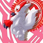  back claws fur hi_res hindpaw inuneko3305 looking_at_viewer looking_back markings nintendo paws pok&#233;mon pok&eacute;mon red_eyes seigen solo video_games white_fur zangoose zangoose_day 