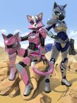  battle_armour blue_sky canine desert detailed fox gun jecbrush katt_monroe krystal mammal metal nintendo ranged_weapon sitting standing star_fox video_games weapon 