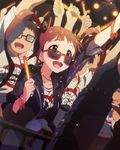  :d artist_request bracelet brown_eyes brown_hair glasses glowstick idolmaster idolmaster_million_live! jewelry matsuda_arisa necklace official_art opaque_glasses open_mouth smile solo_focus sunglasses twintails 