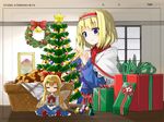  alice_margatroid bad_id bad_pixiv_id basket bell blonde_hair blue_eyes blush bow bowtie christmas christmas_ornaments christmas_tree closed_eyes cookie doll food gift gochou_(atemonai_heya) hair_bow hairband long_hair photo_(object) ribbon scarf shanghai_doll short_hair sitting skirt smile snow solo star touhou window wings winter wreath 