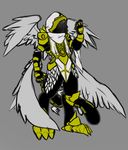  angel armor feline kenneth male mammal plain_background spikes spirit talons wings 