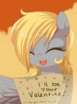  blonde_hair clasherz derpy_hooves_(mlp) equine female friendship_is_magic fur grey_fur hair holidays horse mammal my_little_pony open_mouth pegasus pony sign solo valentine&#039;s_day valentine's_day wings 