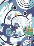  antennae artist_name black_eyes blue_skin brown_eyes colored_skin debudebumetabo evolution_stone evolutionary_line gloves green_skin highres king's_rock pokemon pokemon_(creature) pokemon_focus politoed poliwag poliwhirl poliwrath spiral tail water_stone white_gloves 