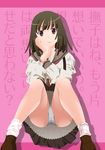  ankle_socks bad_id bad_pixiv_id bakemonogatari brown_eyes brown_hair legs long_legs long_sleeves monogatari_(series) panties pantyshot pantyshot_(sitting) school_uniform sengoku_nadeko shoes short_hair sitting skirt solo underwear wanco white_panties 