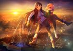  2girls artist_name blush boots carrying cherry_in_the_sun cloud flying_sweatdrops gloves koito_yuu multiple_girls nanami_touko princess_carry sun sweater vest yagate_kimi_ni_naru 