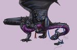  4_toes black_dragon claws cord drae dragon drgn8d ear_fins ethernet ethernet_cable feral legs_behind_head linksys male pawpads pink_background plain_background scalie solo tangled technophilia western_dragon wings yellow_eyes 