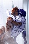  anal anal_penetration anthro bathroom blush cum cum_inside cybertoyger duo eyes_closed feline gay girly leopard male mammal mewrei penetration peritian sex shower snow_leopard toyger wall water 