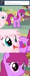  blue_eyes cutie_mark duo english_text equine female feral fluffle_puff fluffy friendship_is_magic fur hair horse mammal mixermike622 my_little_pony pink_eyes pink_fur pink_hair pony ponyville text tongue tongue_out tumblr 