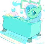  bathtub bubble bubbles equine female fluttershy_(mlp) friendship_is_magic fur green_eyes hair horse looking_at_viewer mammal mewball my_little_pony pink_hair pony smile solo water window yellow_fur 