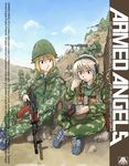  afghanistan aks-74 aks-74u ammunition_pouch anya_(dutchko) armed_angels artist_name assault_rifle backpack bad_id bad_pixiv_id bag blonde_hair blue_eyes brown_hair can cloud commentary day desert doujinshi dragunov_svd dutchko eating food grey_eyes gun hat headset helmet hill hood klmk_(camo) load_bearing_vest long_hair looking_at_another machine_gun magazine_(weapon) military military_uniform multiple_girls original pkm ponytail pouch ration rations rifle rpk-74 russia shoes short_hair sitting sky sling sneakers sniper_rifle soldier soviet telnyashka tree trigger_discipline uniform weapon white_hair 