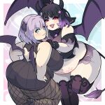  1:1 2023 2_horns 5_fingers absurd_res accessory agano_mai animal_humanoid back_wings belly big_breasts biped border bovid bovid_humanoid bovine bovine_humanoid breasts cattle cattle_humanoid cleavage clothed clothed_female clothed_humanoid clothing colored cow_ears demon demon_humanoid digital_drawing_(artwork) digital_media_(artwork) duo female female_humanoid fingers fishnet_clothing fishnet_legwear front_view ghostface_(scream) hair_accessory hairclip heart_cutout heart_eyes heart_symbol hi_res horn horned_humanoid huge_breasts humanoid legwear light_body light_skin lipstick looking_at_viewer looking_back looking_back_at_viewer makeup mammal mammal_humanoid membrane_(anatomy) membranous_wings midriff moomochi_(moomochimoovt) morningpanda navel overweight overweight_female overweight_humanoid rear_view scream_(films) spread_wings star_accessory succubus tail tail_tuft tailed_humanoid thick_thighs tuft vtuber white_border winged_humanoid wings womb_tattoo 