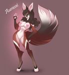  abstract_background anthro aurasai big_breasts black_hair breasts canine cyan_eyes digitigrade female fox hair hybrid long_hair looking_at_viewer mammal nipples nude pussy sif solo standing wolf 