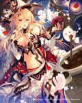  bad_id bad_pixiv_id blonde_hair blush breasts chocolate cleavage ghost hat large_breasts long_hair looking_at_viewer midriff navel nekonabe_ao open_mouth red_eyes solo tenkuu_no_crystalia valentine witch_hat 