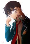  bespectacled black_eyes black_hair glasses kirito male_focus md5_mismatch necktie school_uniform sword_art_online tsukimori_usako 