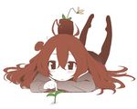  bad_id bad_pixiv_id flower_pot highres long_hair lying on_stomach pantyhose pokachu simple_background solo white_background 