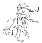  cutie_mark dialog duo equine female friendship_is_magic happy horn horse human lyra_(mlp) lyra_heartstrings_(mlp) male mammal mewball monochrome my_little_pony plain_background pony simple_background text unicorn white_background 