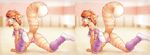  blue_eyes blush bra butt cat clothing cross_eye_stereogram cute feline female hair iskra iskra_(character) leg_warmer long_hair looking_at_viewer looking_back mammal orange_hair smile socks solo stereogram stockings teasing thong underwear wolfy-nail 